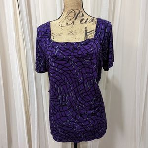 Top by GEORGE Purple Grey And Black Square Neck Womens Shirt Size XL